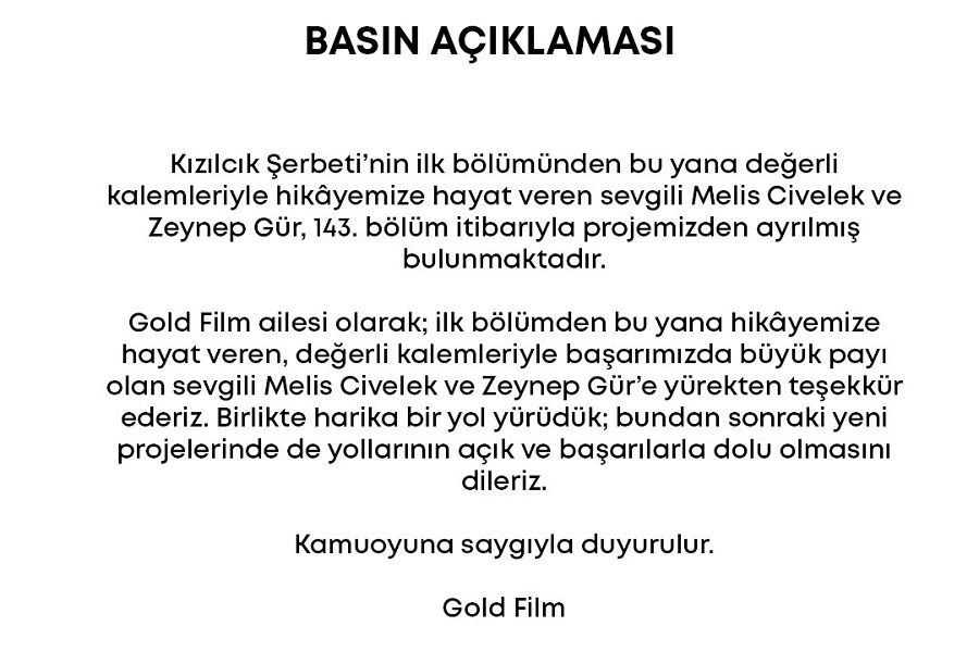 Kızılcık Şerbeti'nde bir ayrılık daha